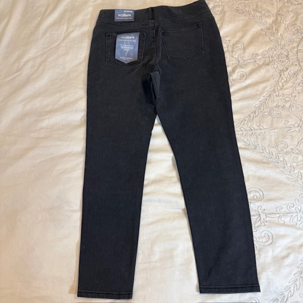 Soft Surroundings‎ Easy Going Pull On Denim Leggings Jeggings Black Wash Size M